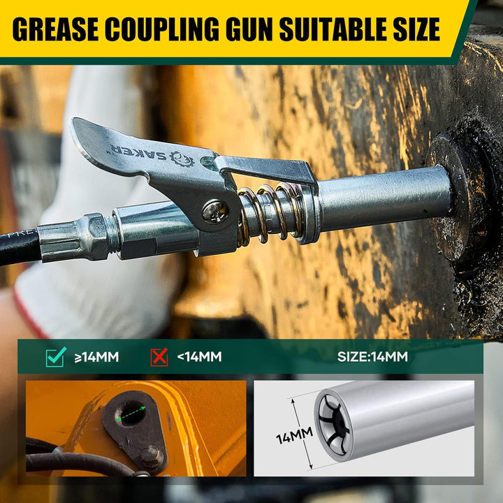 Saker Fettpressenkupplung, kompatibel mit allen Fettpressen, 0,3 cm NPT-Armaturen (geeignet für Durc