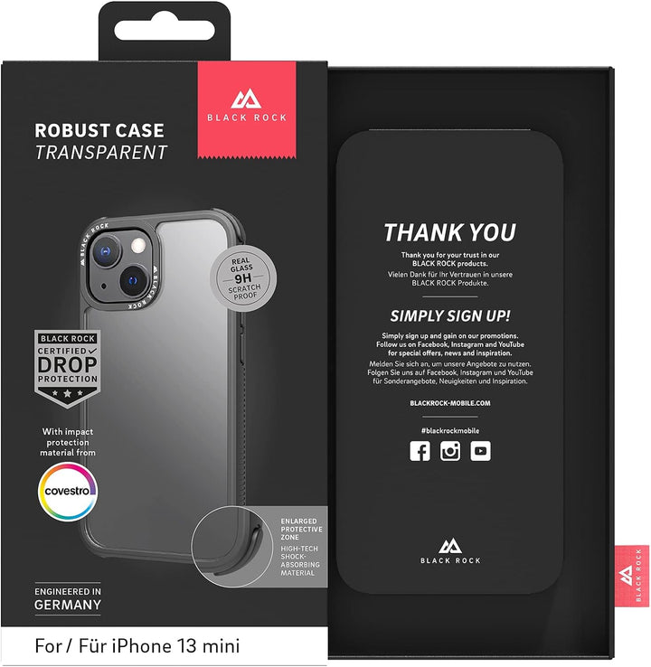 Black Rock - Hülle Robust Transparent Case Passend für Apple iPhone 13 Mini I Handyhülle Transparent