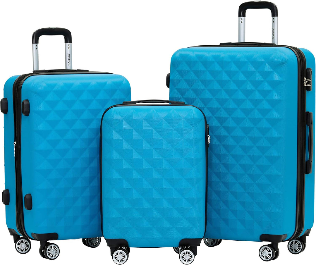 BEIBYE Zwillingsrollen 2066 Hartschale Trolley Koffer Reisekoffer Gepäck M-L-XL-Set (Türkis, Set) Tü