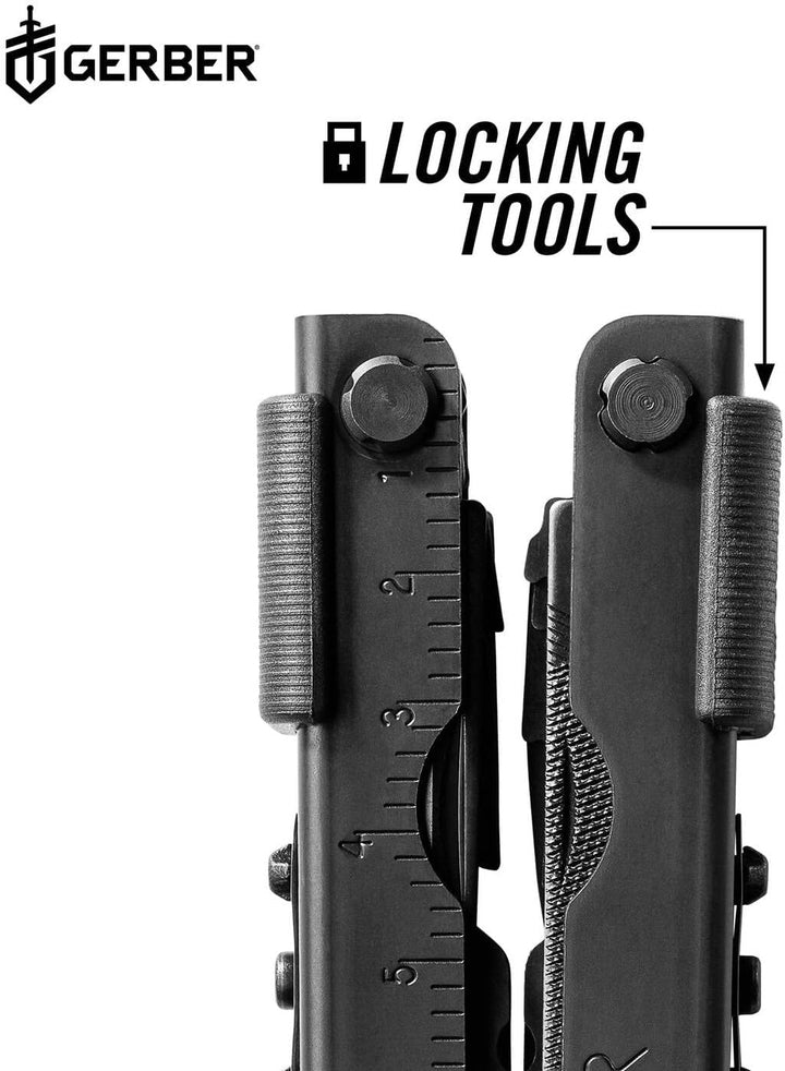 Gerber Multi-Tool mit zwei Messern und Leder-Scheide, MP600 Full-Size, Mit 14 Funktionen, Schwarz, 7