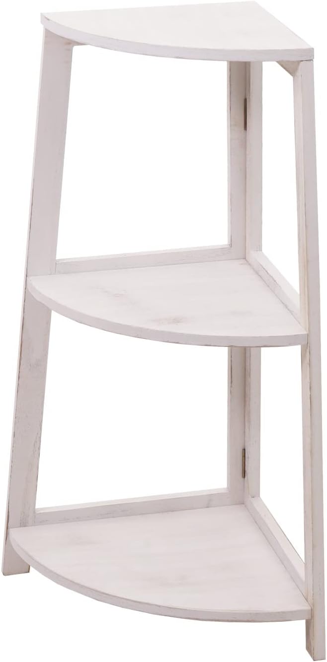 Mendler Eckregal HWC-K44, Regal Standregal Wohnregal, 3 Ablagen, 80x37x37cm MDF aus Paulownia - Shab