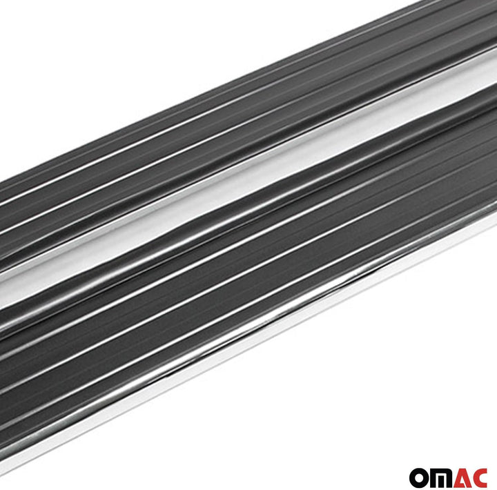 OMAC Trittbretter Seitenschweller kompatibel mit Suzuki Grand Vitara 2005-2016 TÜV ABE Silber-Schwar