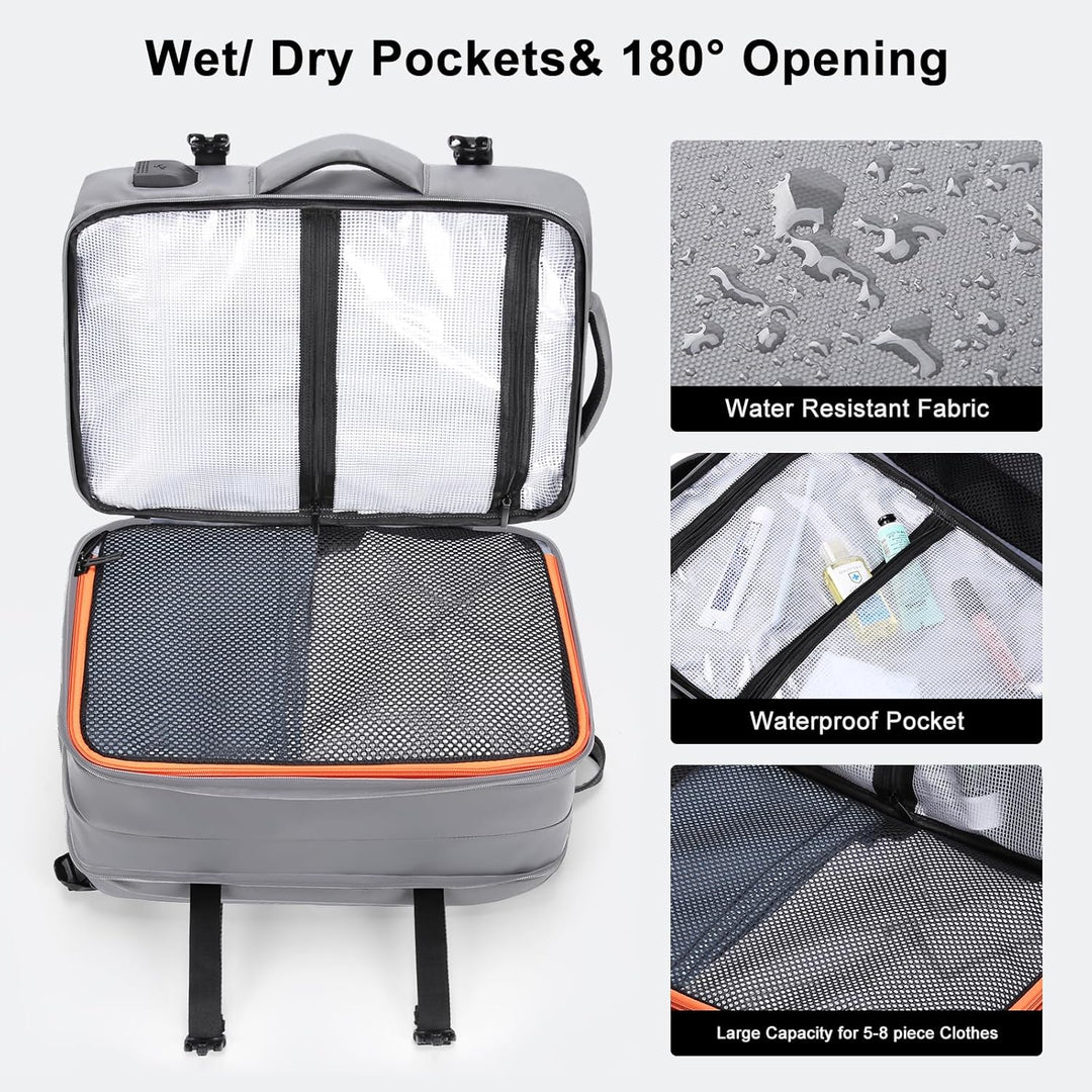 HOMIEE Handgepäck Reiserucksack, Supergross Laptop Rucksack Erweiterbar Diebstahlsicher Wasserabweis