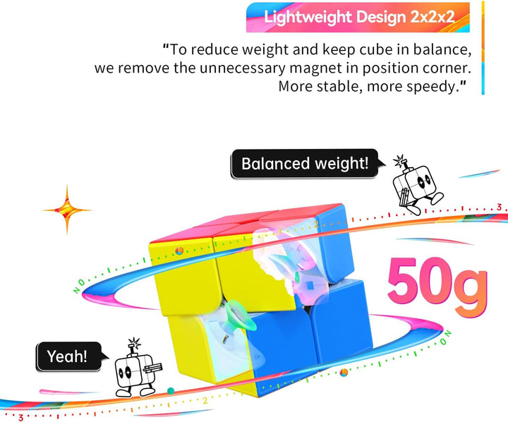 GAN 251 M Air, 2x2 Magnetischer Speedcube stickerlos 251 Mini Cube 48 Magnete Puzzle Spielzeug für A