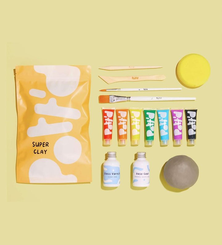 Pott'd Mini-Töpfer-Sets | Lufttrocknendes Töpferset für Erwachsene | Mit Farben, Töpferwerkzeugen un