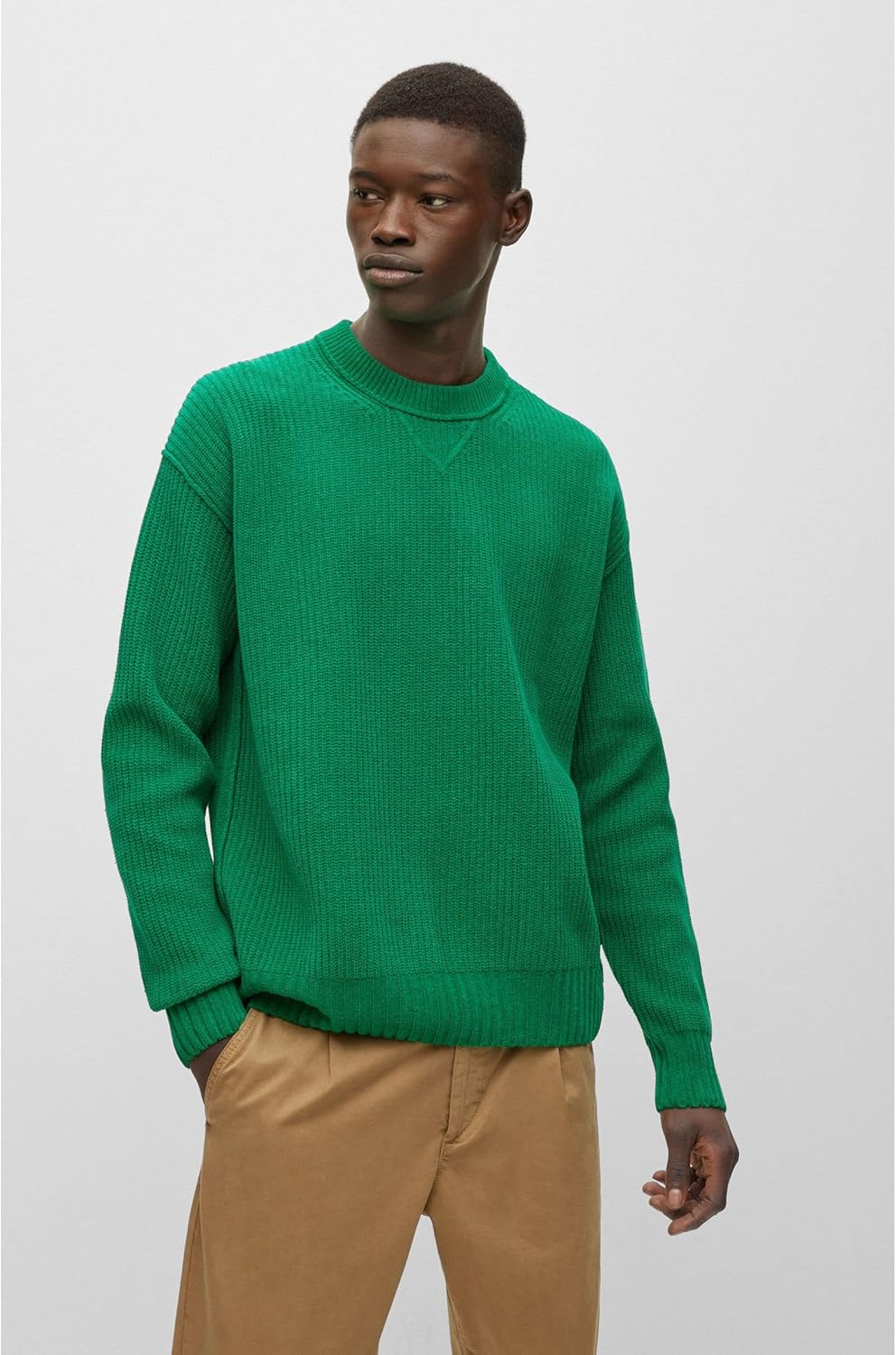 BOSS Herren Kinillo Pullover aus Reiner Baumwoll-Chenille S Medium Green312, S Medium Green312