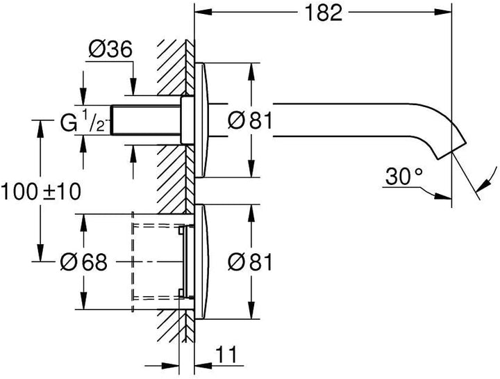 GROHE Essence E - Infrarotelektronik für Waschtisch- Wandarmatur (ohne Mischung, thermische Desinfek