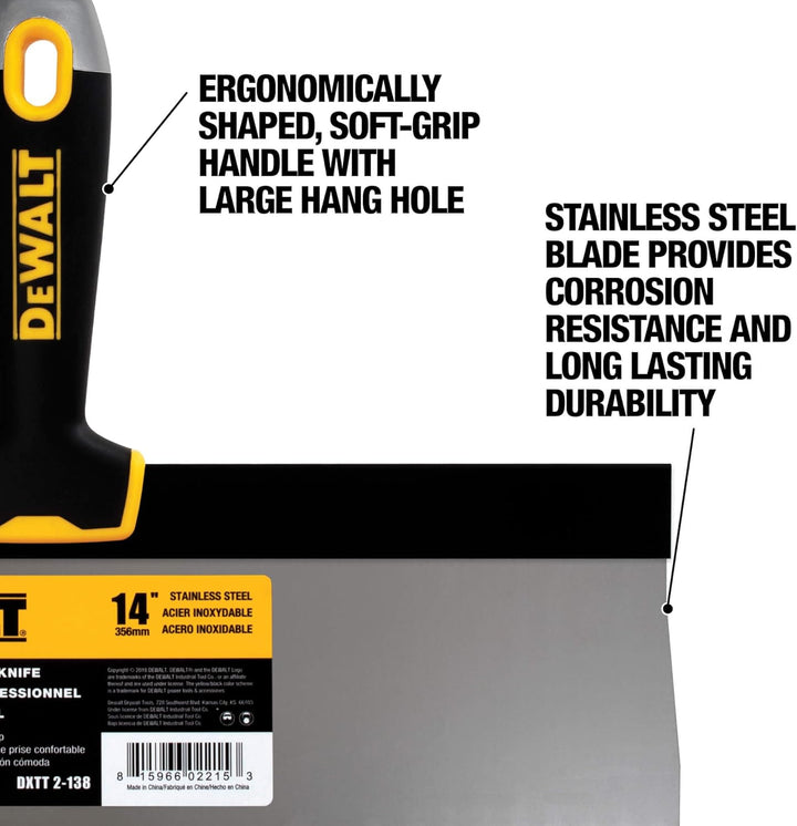DEWALT DXTT-2-138 Taping Messer, Edelstahl, mit weichem Griff, 35,6 cm 14-Inch, 14-Inch