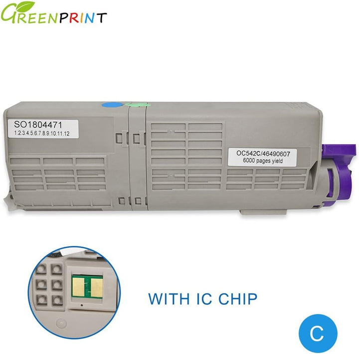 GREENPRINT 4 Farben Kompatible Tonerkartuschen C542 C532 MC563 MC573 7000 Seiten für Schwarz & 6000