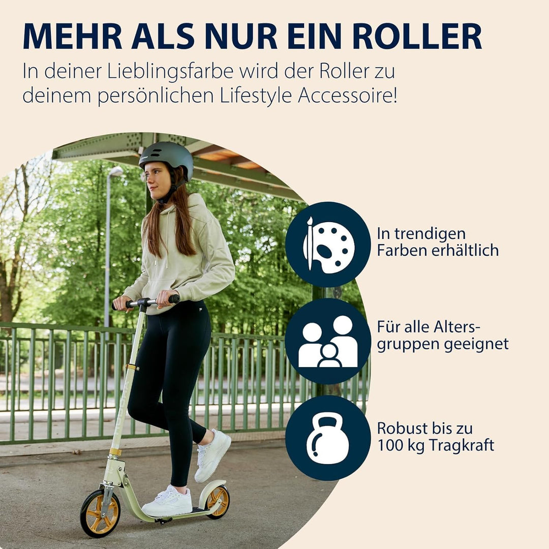 HUDORA BigWheel® 215 Scooter - Komfortabler Aluminium-Roller für bis zu 100kg - Höhenverstellbarer &
