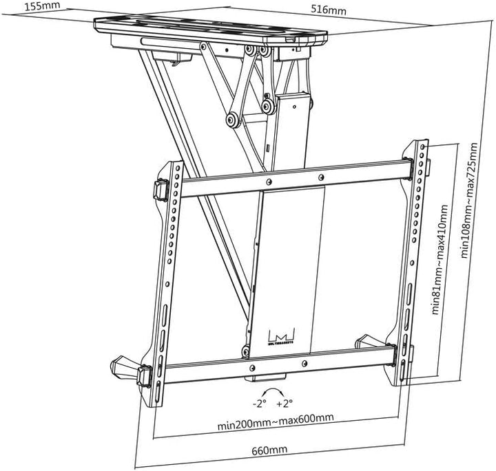 MultiBRACKETS - Motor Ceiling Mount Large - Deckenhalterung mit Motor, Fernbedienung mit Funkfrequen