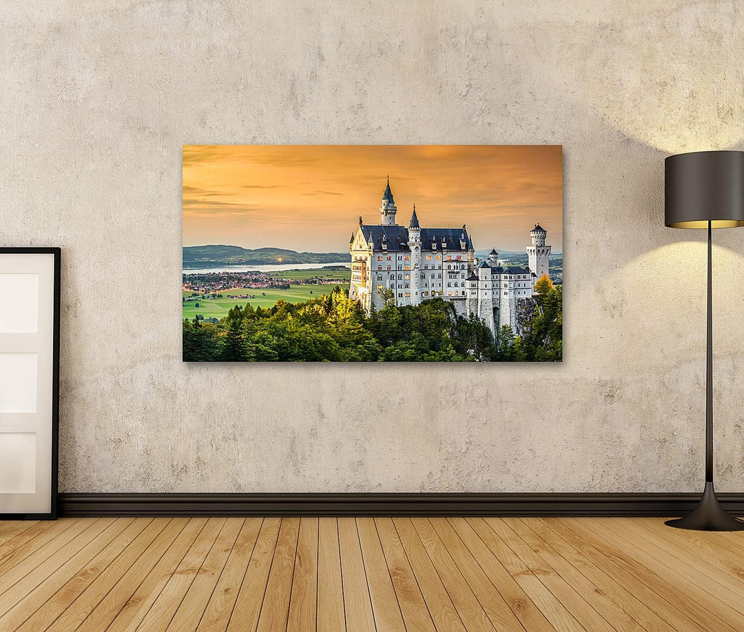 islandburner Bild auf Leinwand Deutsches Schloss Neuschwanstein Bayerische Alpen Deutschland Bilder