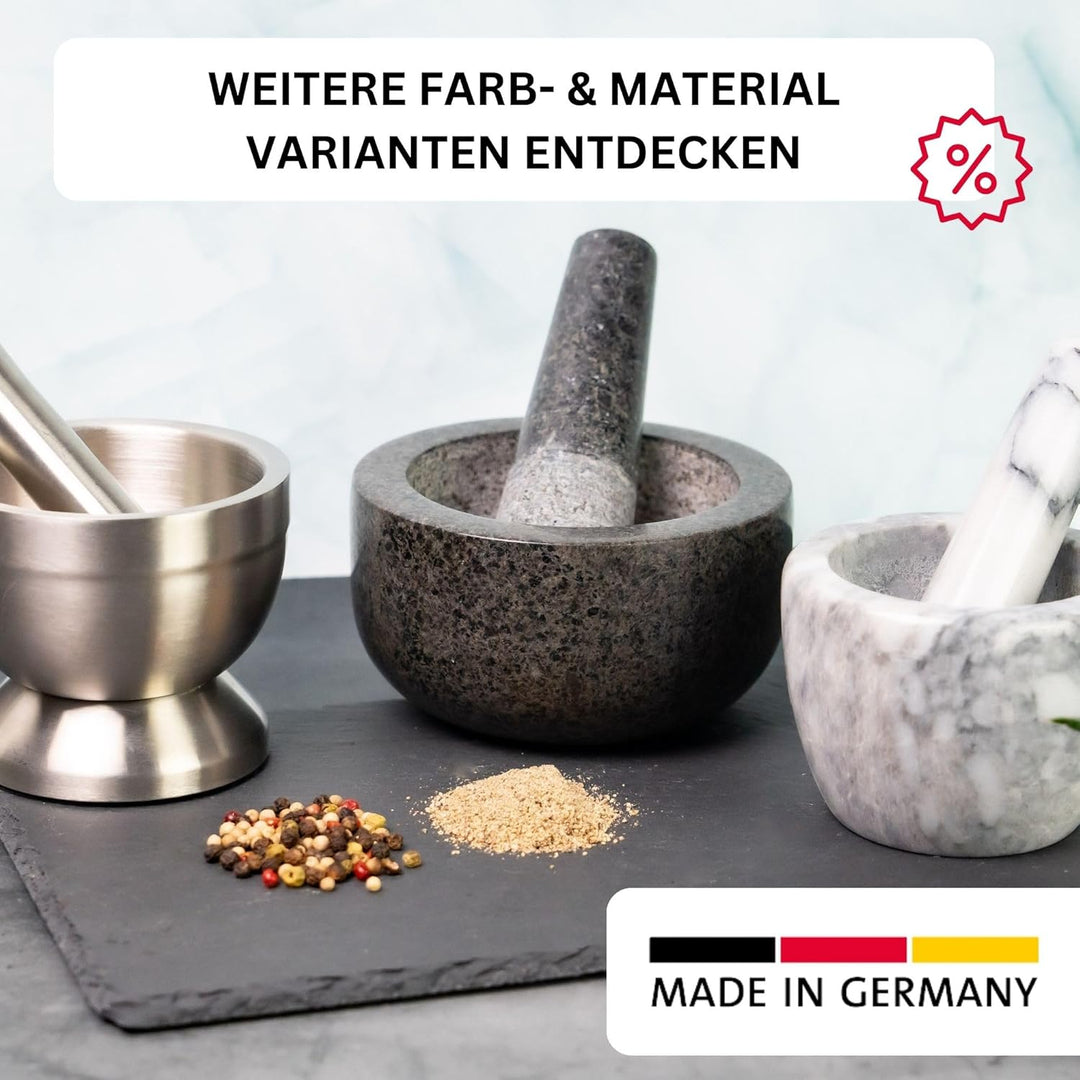 Westmark Mörser mit Stössel aus Marmor, Hoch, Innendurchmesser: ca. 7,5 cm, Gourmet, Weiss/Grau, 695
