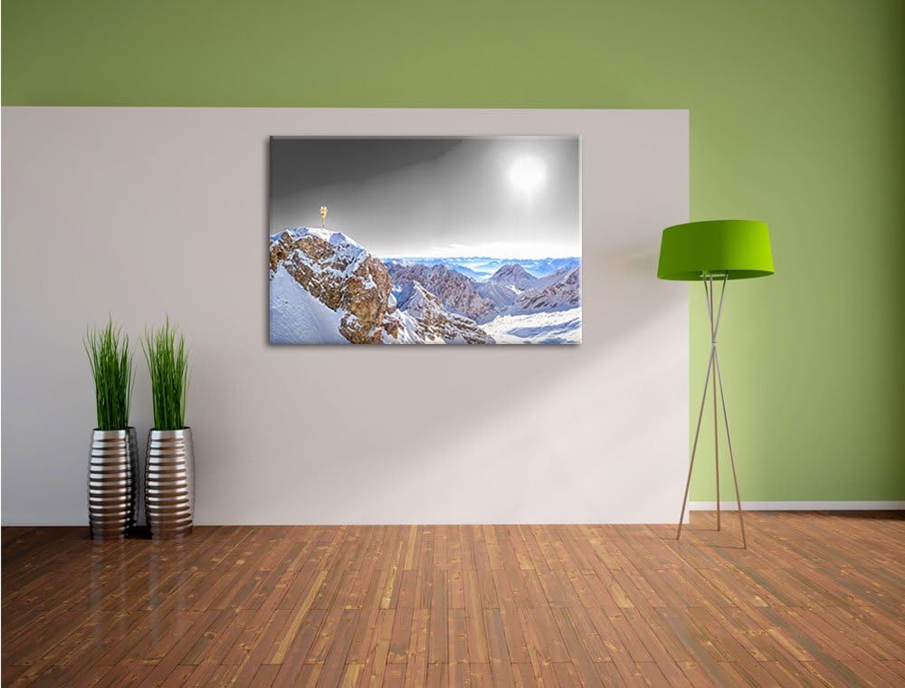 Pixxprint Zugspitze im Sonnenlicht als Leinwandbild/Grösse: 100x70 cm/Wandbild/Kunstdruck/fertig bes