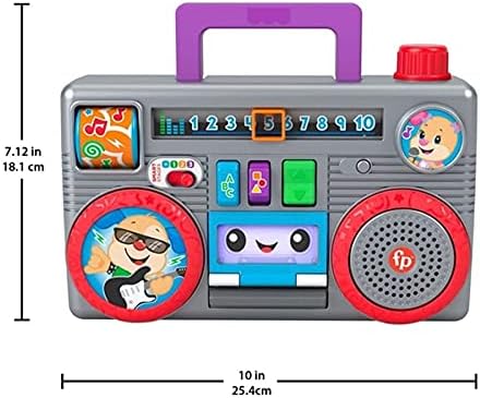 Fisher-Price Laugh & Learn Busy Boombox Retro-inspiriertes musikalisches Kleinkindspielzeug mit Lern