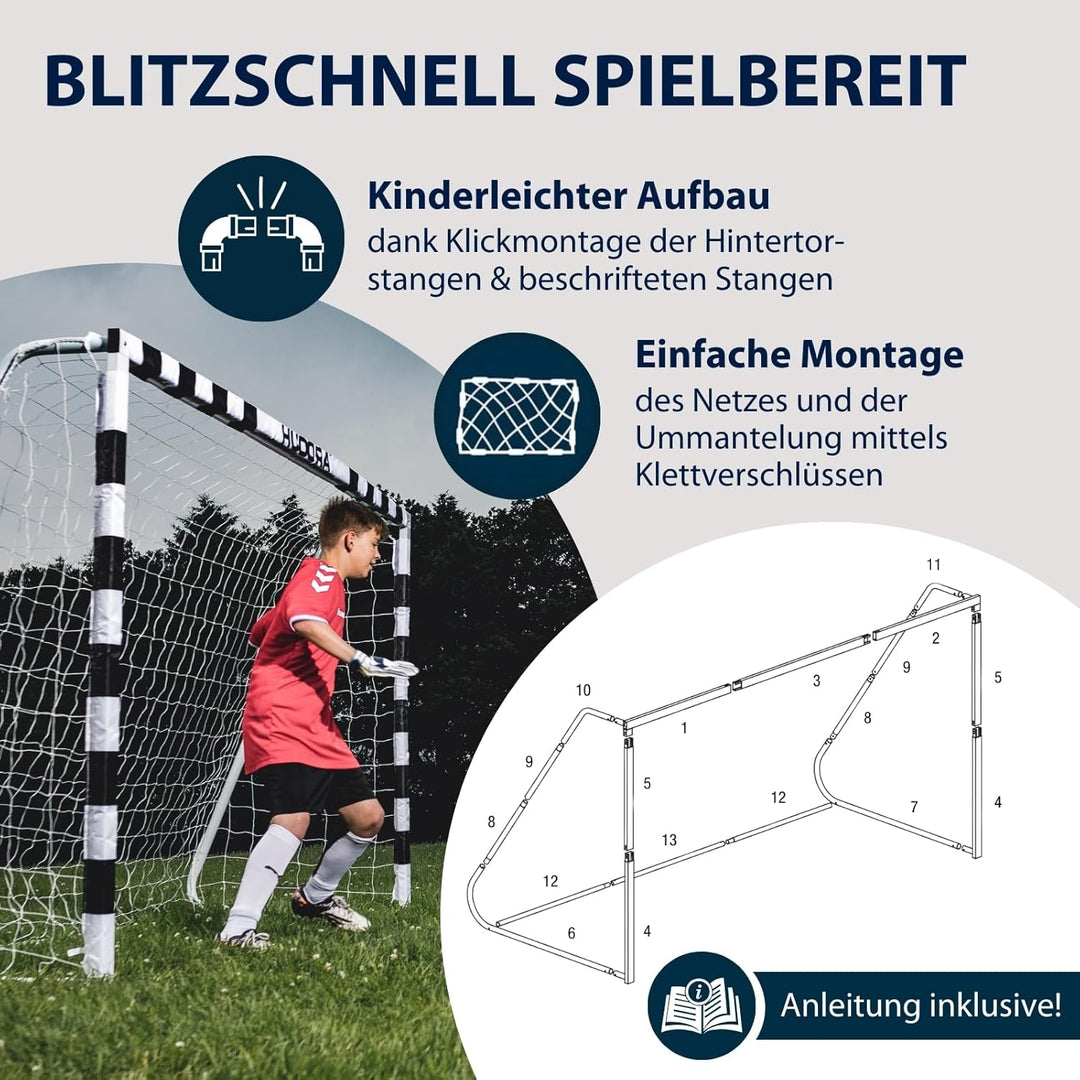 HUDORA Fussballtor Stadion - Tor für Kinder und Erwachsene - Fussball Tor 300 x 160 x 90 cm für Gart