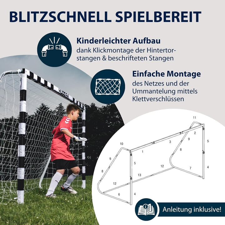 HUDORA Fussballtor Stadion - Tor für Kinder und Erwachsene - Fussball Tor 300 x 160 x 90 cm für Gart