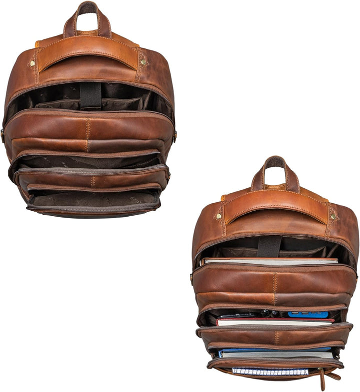 STILORD 'Keno' Leder Rucksack mit Laptopfach 15,6 Zoll Business Rucksack Herren und Damen Bürorucksa