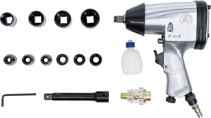 BGS Diy 3211 | Druckluft-Schlagschrauber mit Werkzeugsatz | 12,5 mm (1/2") | 312 Nm | 16-tlg.