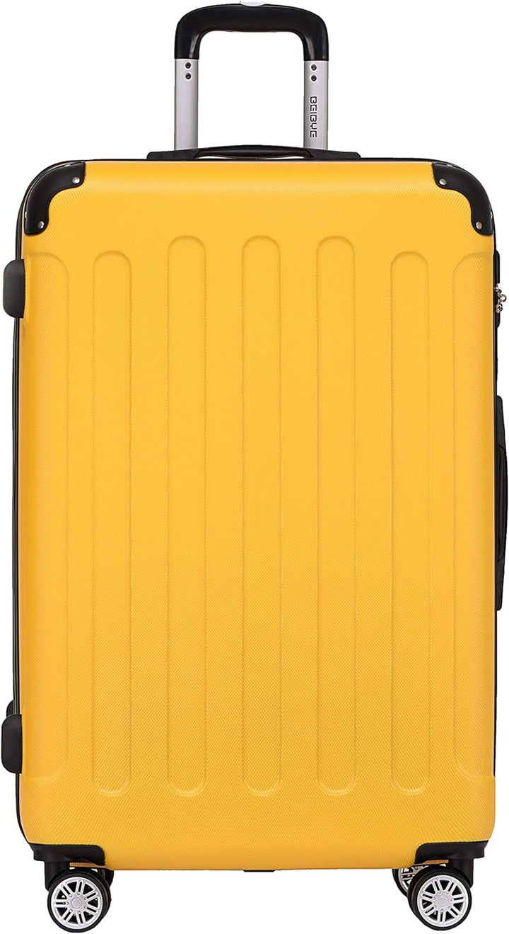 BEIBYE- Hartschalenkoffer Koffer Trolley Rollkoffer Reisekoffer Zahlenschloss 4 Zwilings-Rollen (Yel