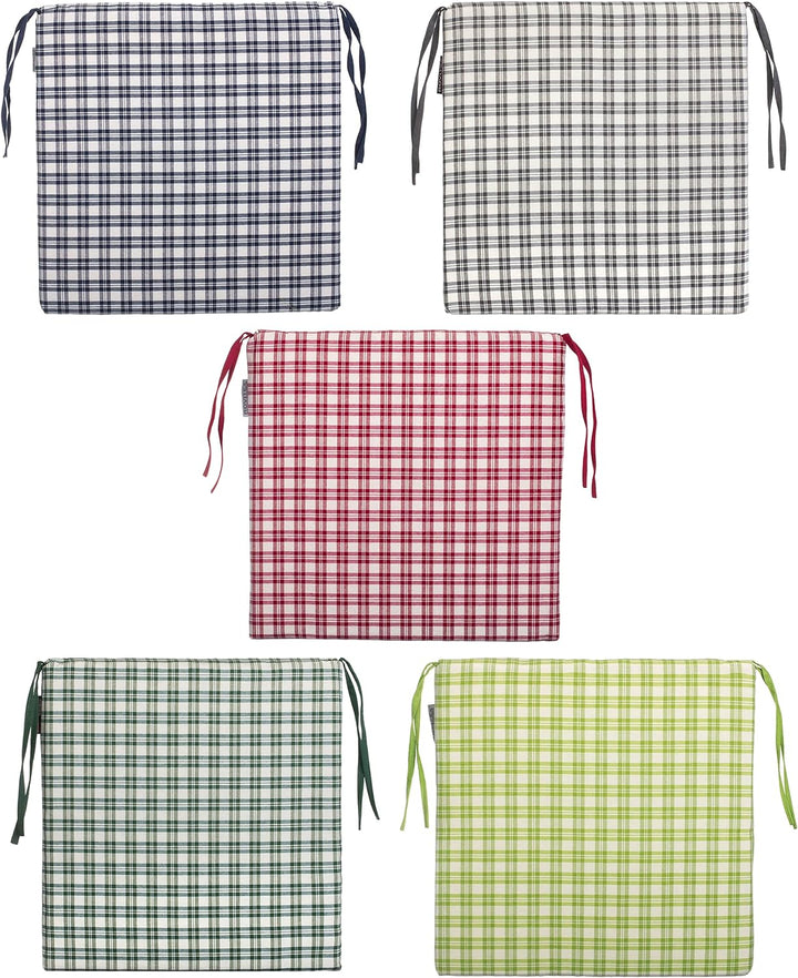 brandsseller 4er Vorteilspaket Sitzkissen Kariert Stuhlkissen Sitzauflage Stuhlauflage mit 4 Kordelb