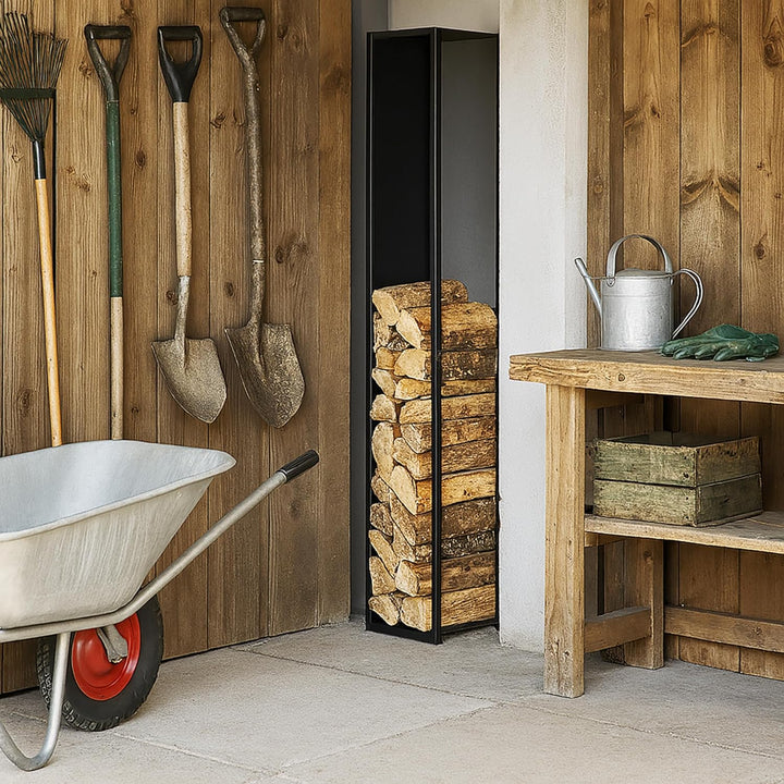 Relaxdays Kaminholzregal Metall, Brennholzregal hoch, für Feuerholz, Stapelholz, Brennholz, HBT: 157