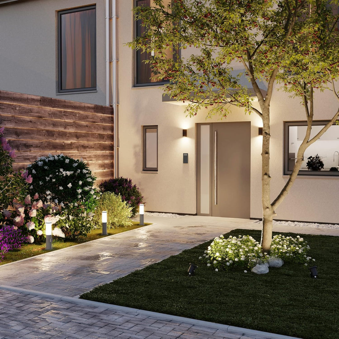 ledscom.de 2 Stück Wegelicht/Pollerleuchte/Gartenleuchte PORU für aussen, IP44, 39 cm, anthrazit, 1x