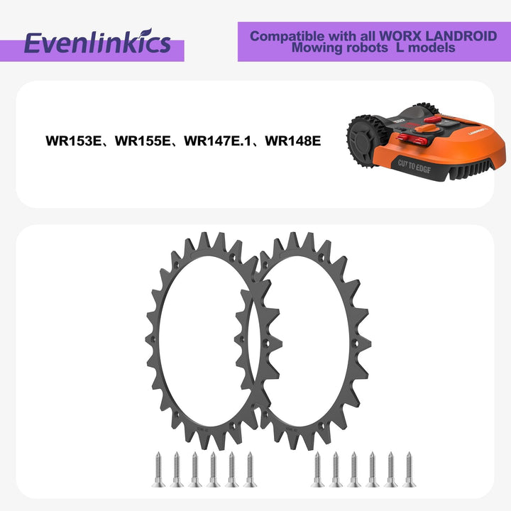 Evenlinkics Mähroboter Rasenmäher-Spikes, für Worx Landroid L, 225 mm Mähroboter-Spikes mit 12 Schra