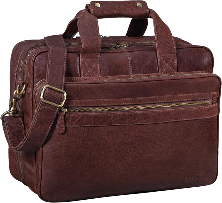 STILORD 'Leopold' XL Echtleder Aktentasche - der verbesserte Geheimtipp für Lehrerzimmer & Büro - Bu