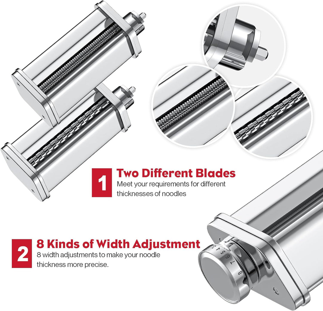 TPGSING 3 Stück Edelstahl pasta maker für kenwood chef zubehör,Nudelmaschine set für Kenwood küchenm