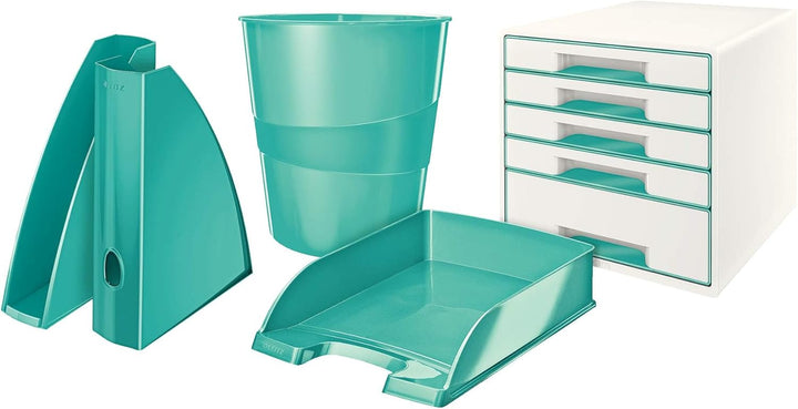 Leitz Briefkorb, A4, 5er Pack, Eisblau, WOW-Serie, 52263051 Eisblau 5 Stück, Eisblau 5 Stück