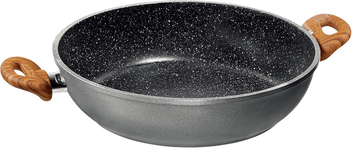 STONELINE® Back to Nature Servierpfanne 28 cm, Made in Germany, auch für öl- und fettfreies Braten,