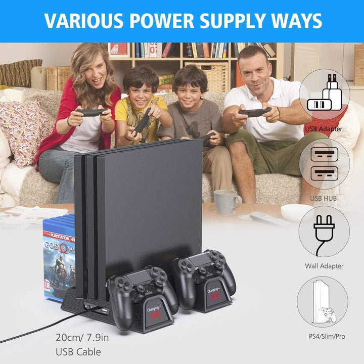 OIVO PS4 Lüfter, PS4 Kühler, PS4 Standfuss mit PS4 Controller Ladestation für Playstation 4/PS4 Pro/
