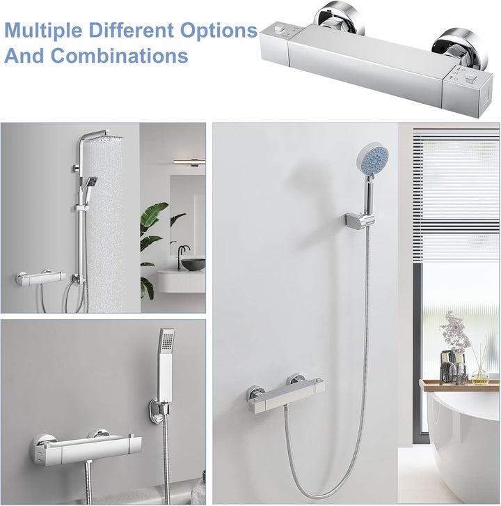 BONADE Duscharmatur mit Thermostat, Aufputz Mischbatterie Dusche mit 38°C Sicherheitstaste, Messing