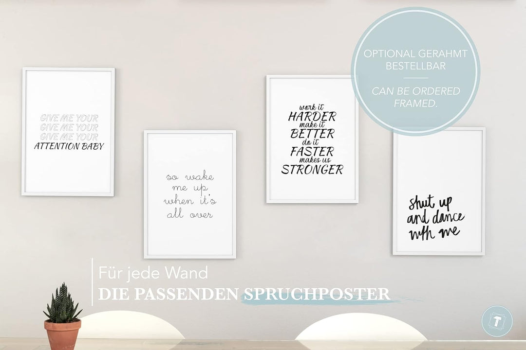 Papierschmiede® Premium Spruchposter Set 4er DIN A1, Motiv: My Favourite Songs, Lieder Texte, Typogr