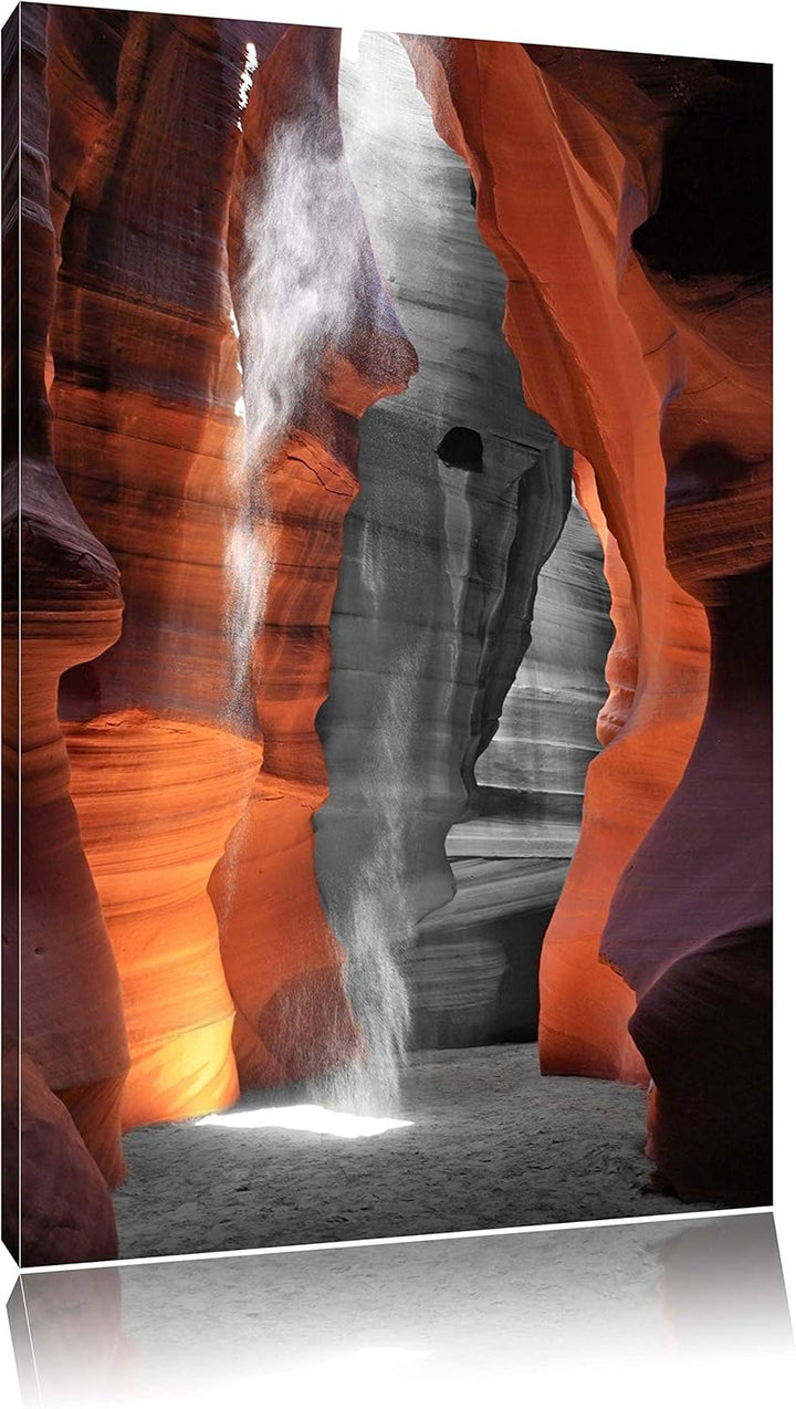 prächtiger Antelope Canyon schwarz/weiss Format: 100x70 auf Leinwand, XXL riesige Bilder fertig gera