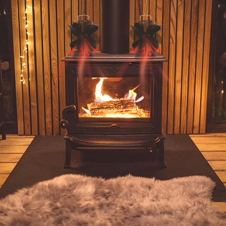 Yznahre Kaminventilator, 4 Flügel Ofenventilator Ohne Strom, Kaminofen Ventilator für Holzöfen, Stov