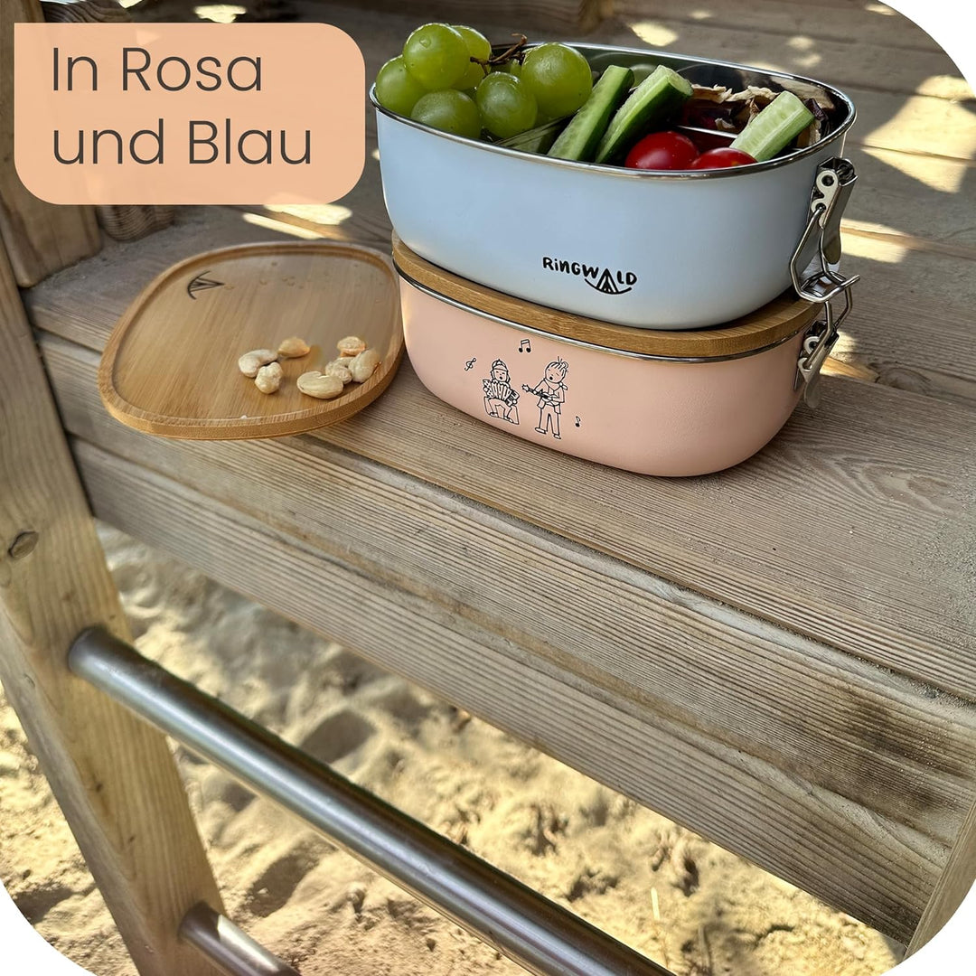 Ringwald Edelstahl Rosa Brotdose Kindergarten Schule gross 1400ml Lunchbox Brotdose Vesperdose Fรคche