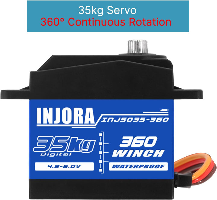 INJORA 35KG Digital Servo wasserdichte 360° Rotation 25T Servo Winde Spule für SCX10 PRO RC Raupe Au