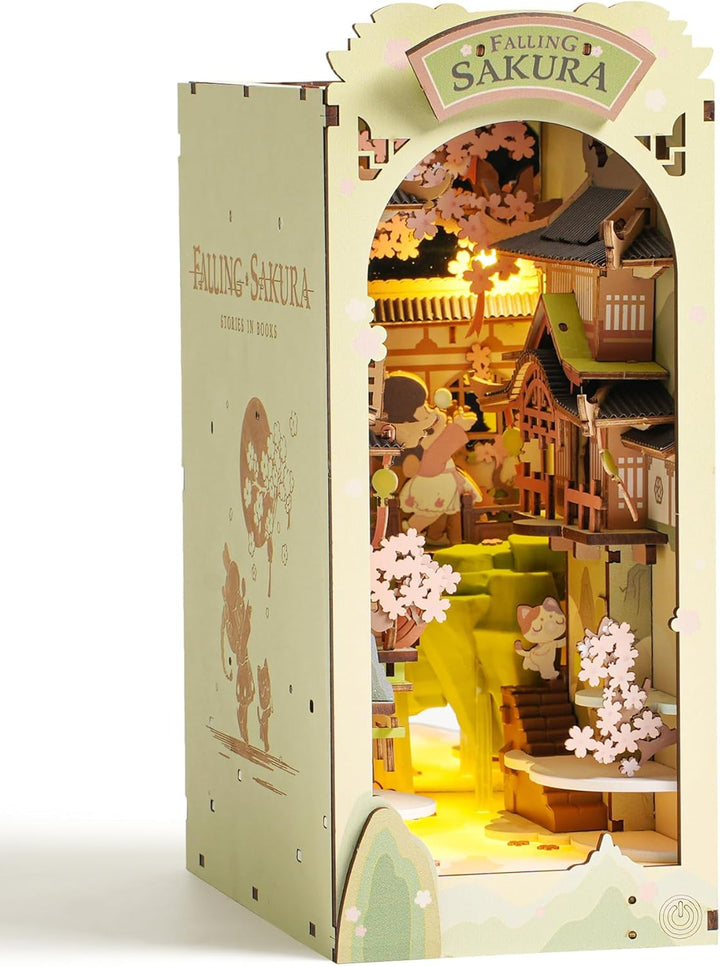 Rolife Book Nook Kit Buchstützen DIY Miniatur Haus 3D Puzzles Holz Book Nook Diorama Modelbau für Er