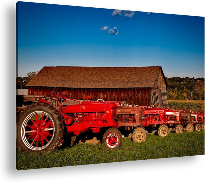 deyoli Traktoren auf einer Farm Format: 80x60 als Leinwandbild, Motiv fertig gerahmt auf Echtholzrah