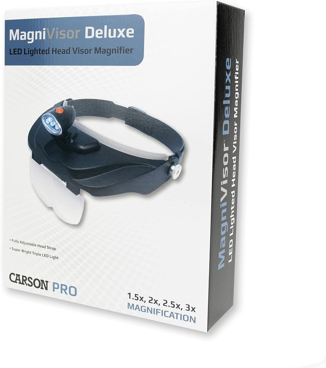 Carson MagniVisor Deluxe Komfort Kopflupe mit abnehmbarer LED Lampe und Wechsellinsen (CP-60) MagniV