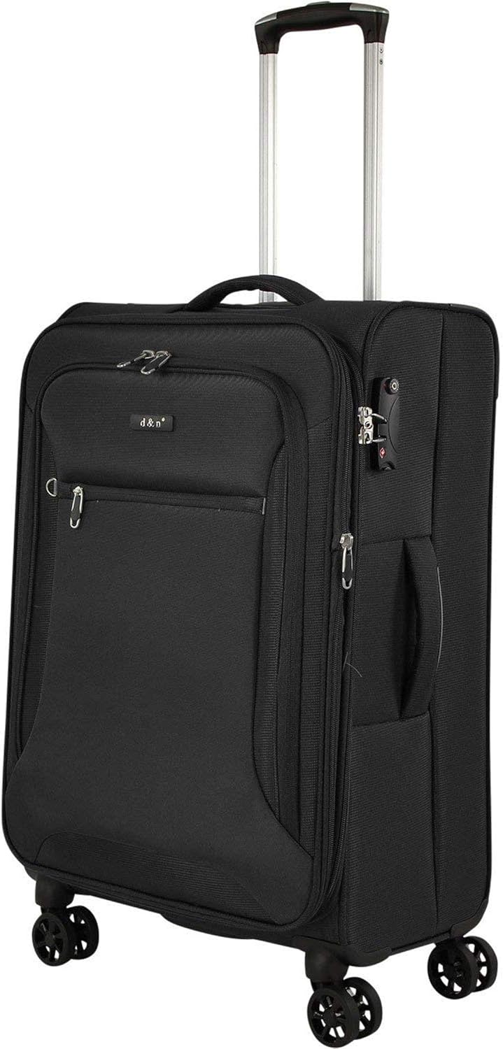 Bowatex Koffer 78 cm gross Leicht Weicher Stoff Rollen Trolley Schwarz 120 Liter