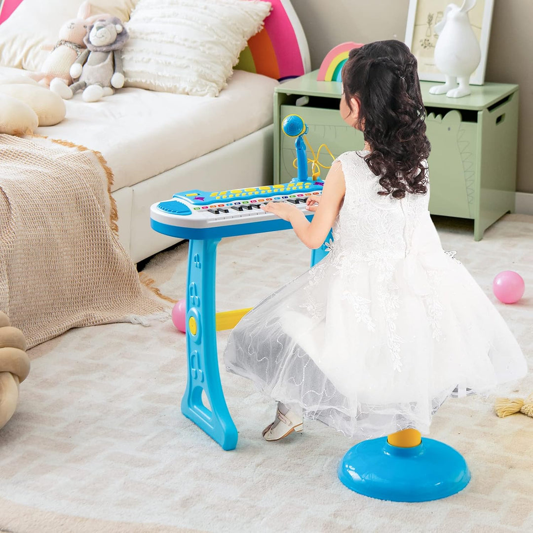 COSTWAY Kinder-Keyboard mit 31 Tasten, tragbares Musikinstrument mit Mehreren Sounds & Lichteffekten