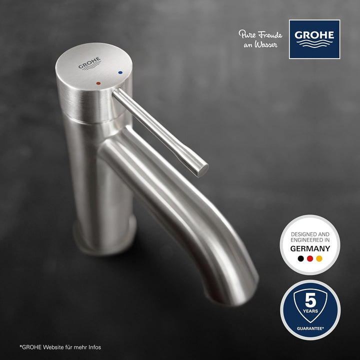 Grohe Einhand-Waschtischbatterie, DN 15 S-Size, glatter Körper, 23590DC1, Supersteel S Glatter Körpe