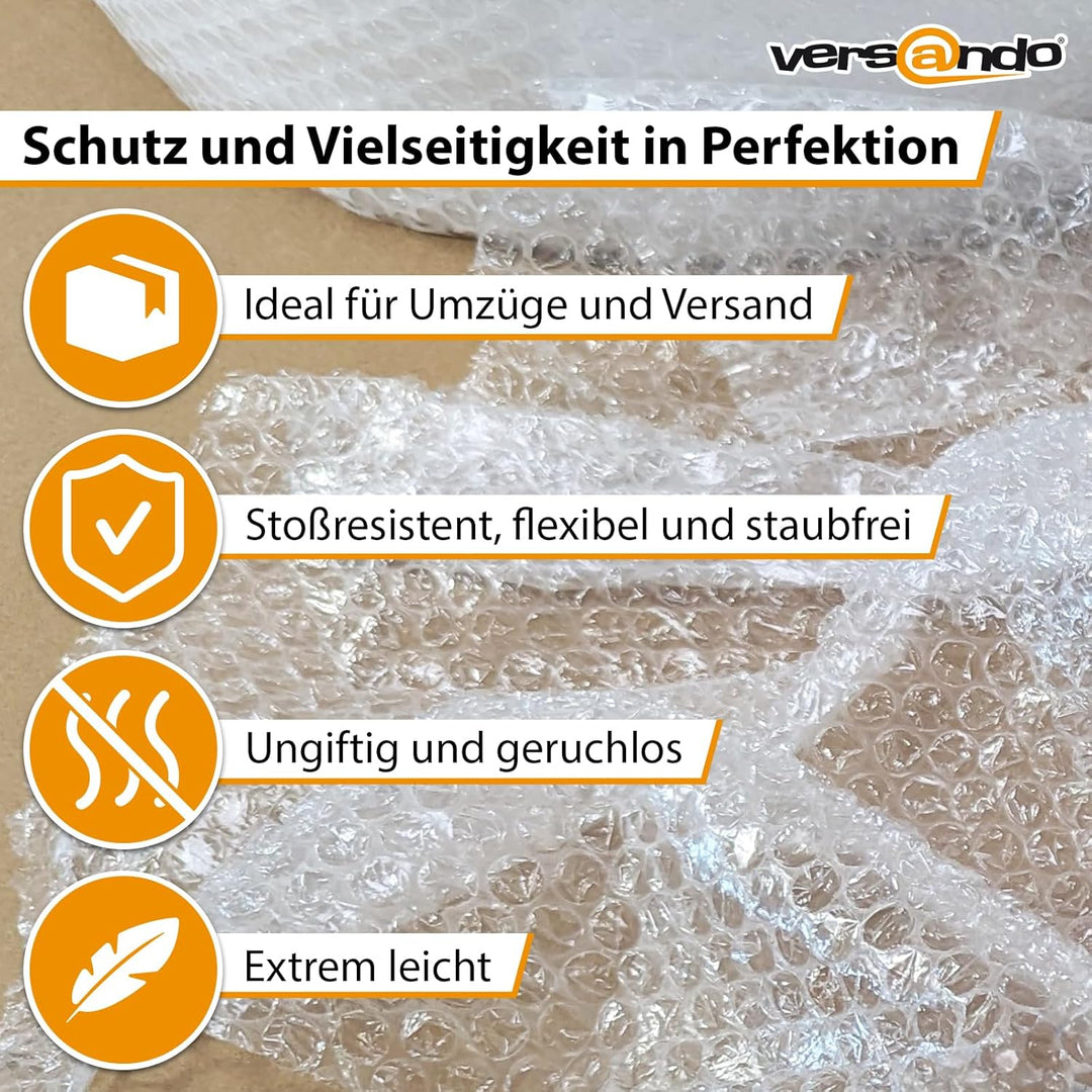 versando 2x Premium Luftpolsterfolie 50m x 0,3m Versand, Verpackung, Umzug Noppenfolie Bubble Wrap L