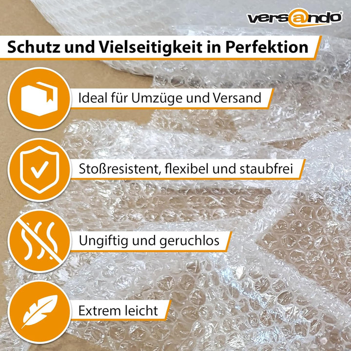 versando 2x Premium Luftpolsterfolie 50m x 0,3m Versand, Verpackung, Umzug Noppenfolie Bubble Wrap L