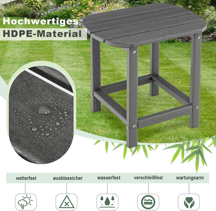 COSTWAY Beistelltisch Outdoor 2er Set, Gartentisch wetterfest aus HDPE, Kleiner Balkontisch, Kaffeet
