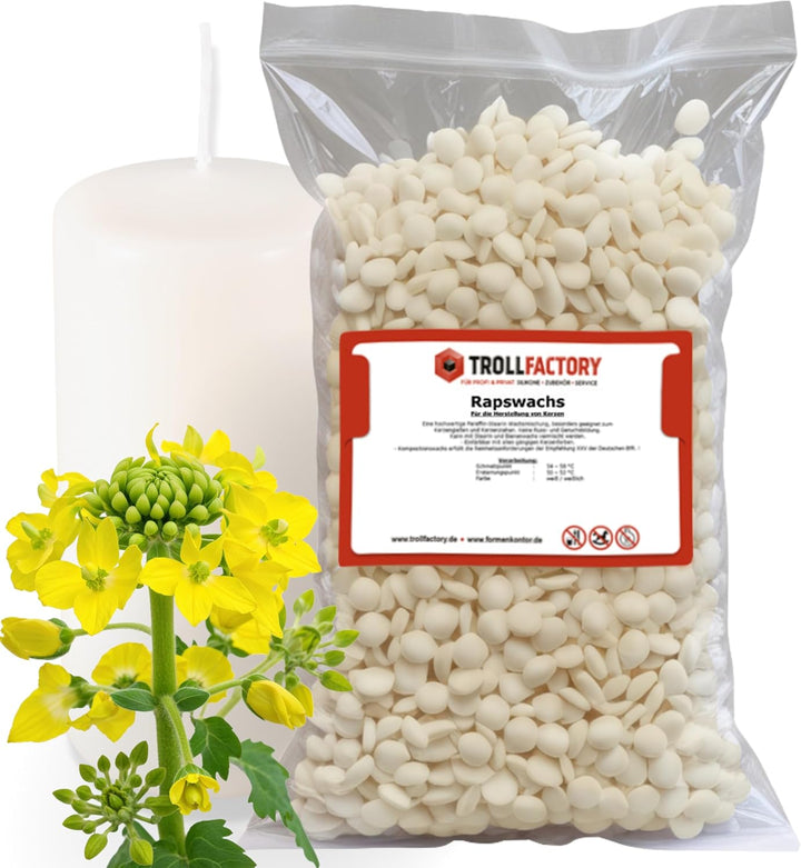 TFC Rapswachs 4kg - Premium Kerzenwachs zum Giessen und Gestalten - Ideal für Duftkerzen und DIY Ker