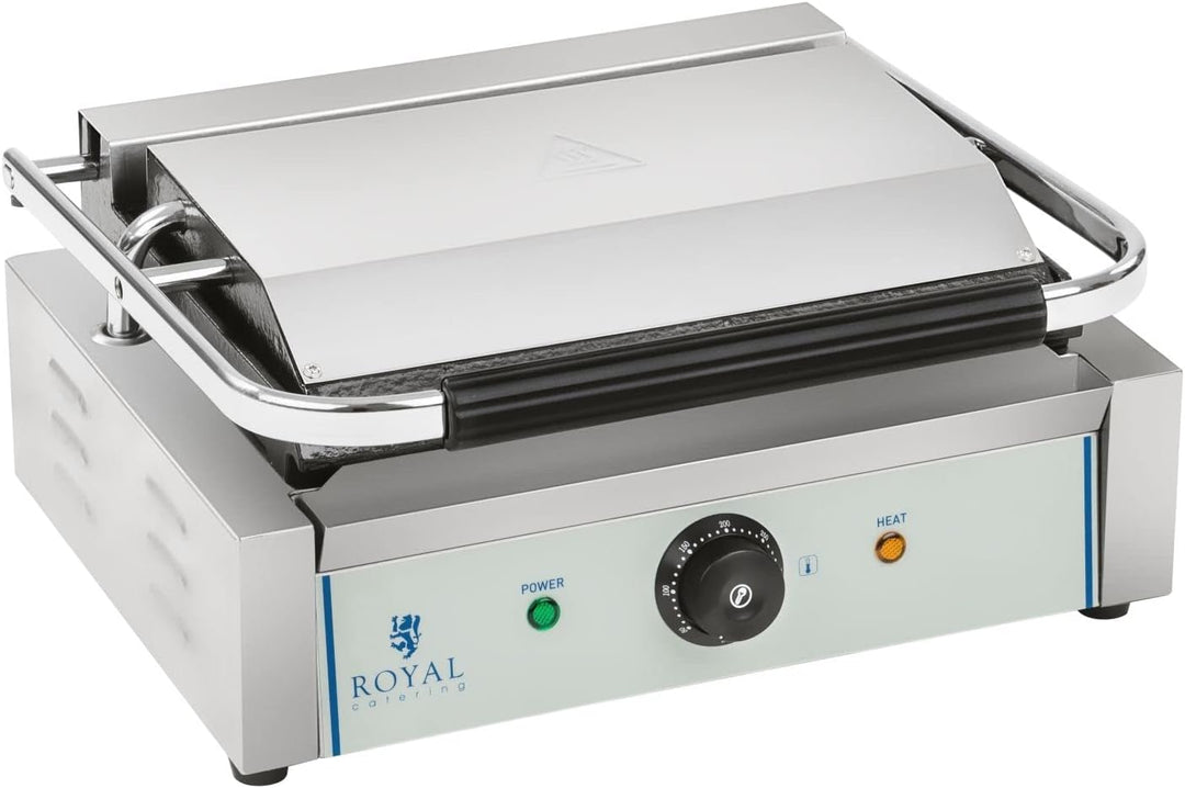 Royal Catering RCKG-2200-G Kontaktgrill Elektrogrill Panini Grill (2200 W, 230 V, Fettauffangschale,